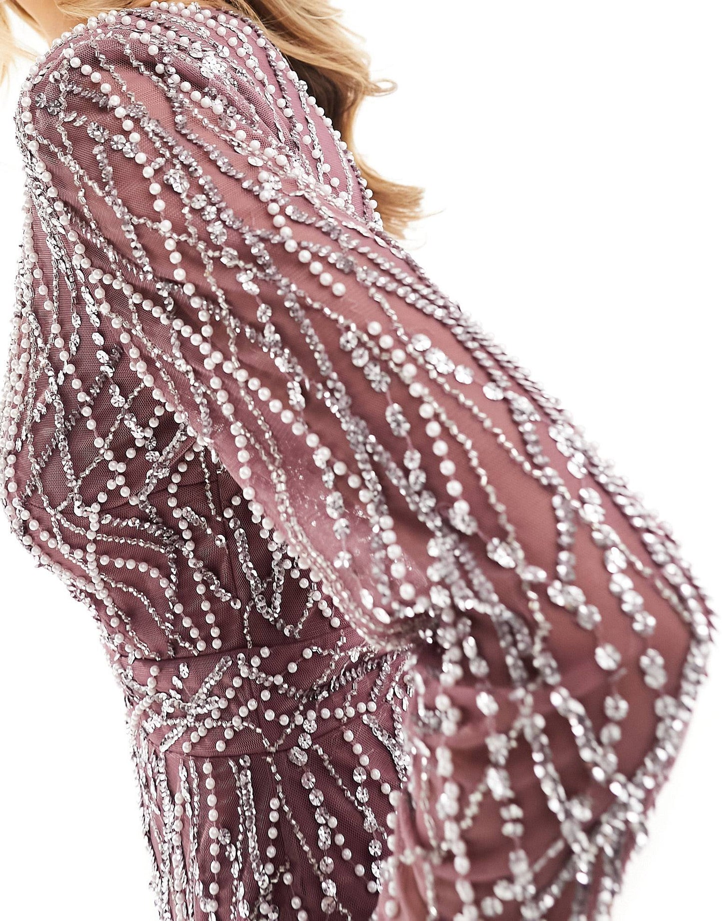 π Mauve Majesty Maxi: Embellished Dress
