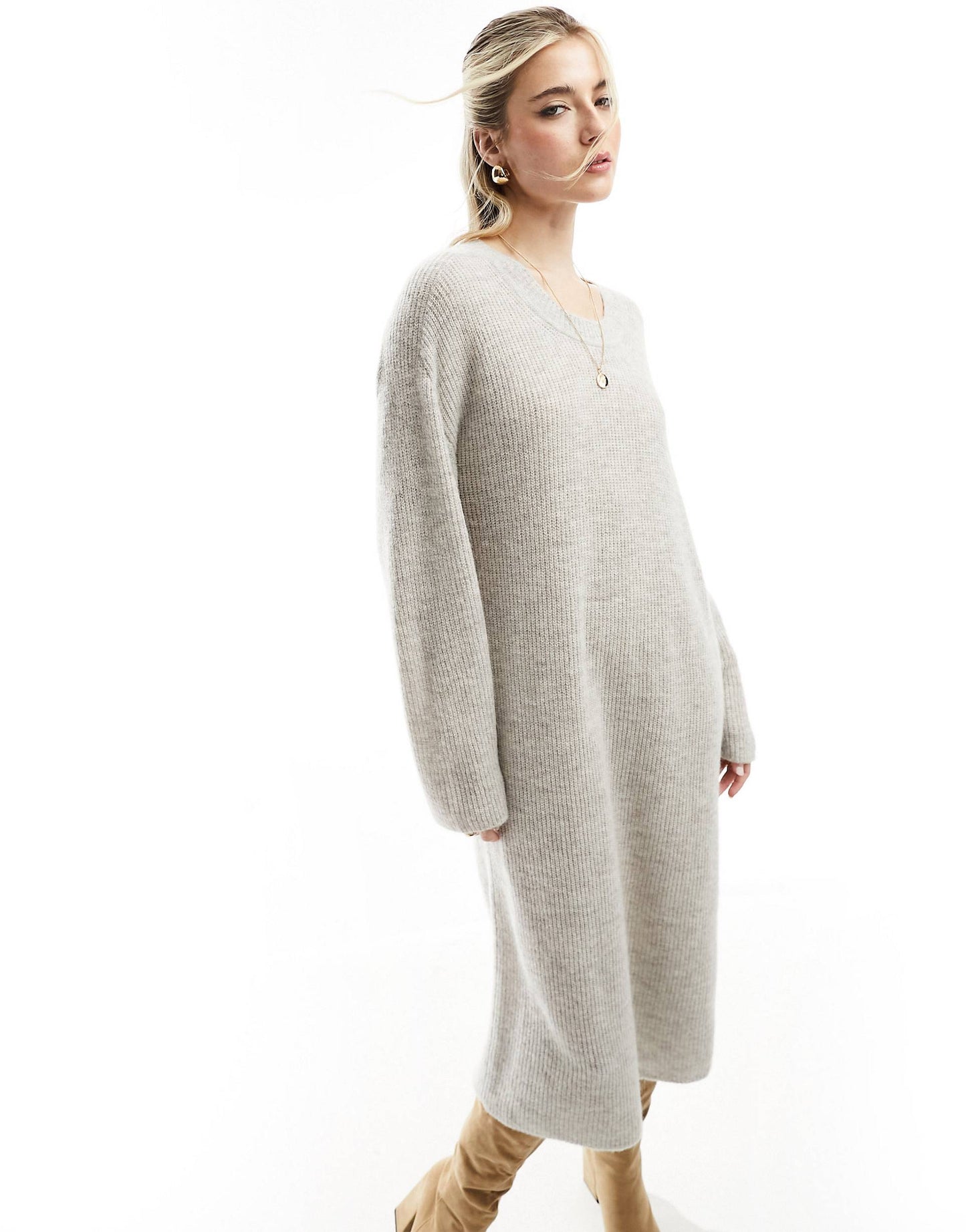 ๐ธ CozyBlend Alpaca Wool Midi Dress in Sandstone